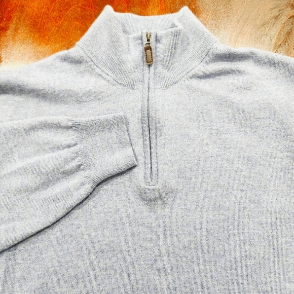 Jos A Bank Traveler 100% Merino Wool 1/4 Zip Pullover Sweater Blue Mens ‎ L - Picture 3 of 5